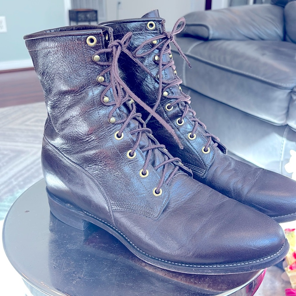 Justin Boots Dark Brown Leather Men's Boots